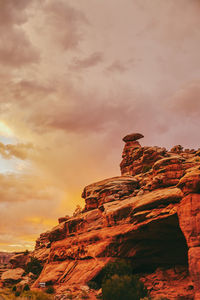 Golden sunset over desert canyons in moab, utah.