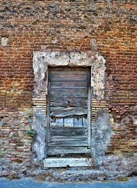 Closed door of house