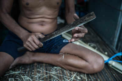 Close-up of man working