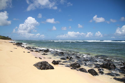 Scenic view of beach against sky