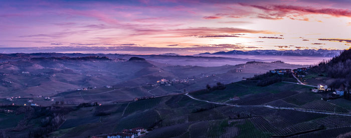 Scenic view of landscape against sky during sunset