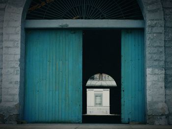 View of blue door