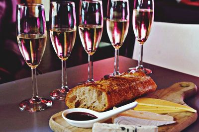 Close-up of food served on table
