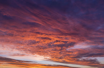 Scenic view of dramatic sky during sunset