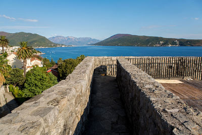 Sea view from the fortress of herceg-novi of montenegro