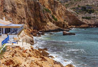 Scenic view of sea and rocks