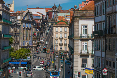 High angle view of buildings in city