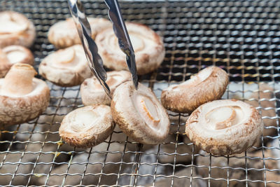 Shitake mushroom being grilled