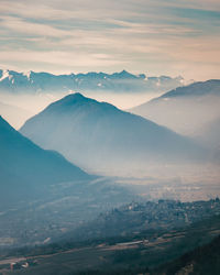 Scenic view of mountains against sky