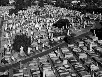 Aerial view of graveyard