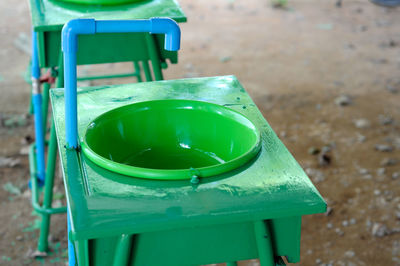 High angle view of garbage can in water