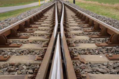 High angle view of railroad tracks