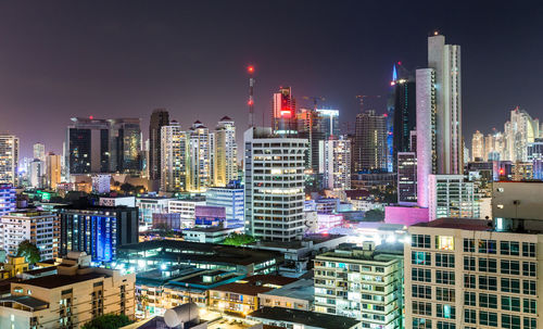 Illuminated city at night