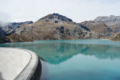 Scenic view of dam against sky