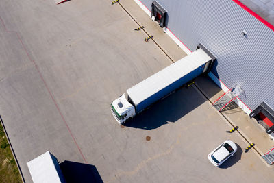 High angle view of cars on street