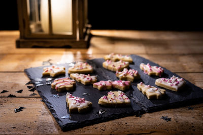 Close-up of dessert on table