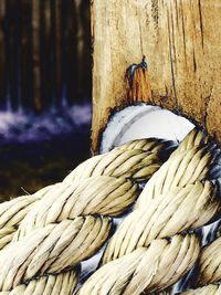 Close-up of rope tied up