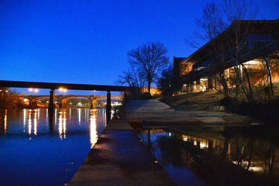 Bridge over river at night