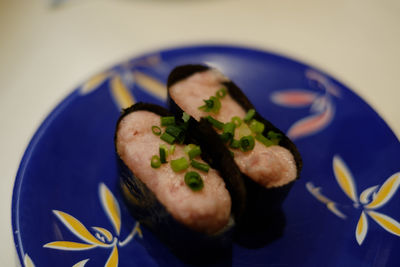 Close-up of vegetables in plate on table