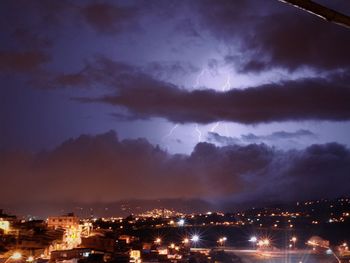 Aerial view of city at night