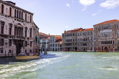 Canal passing through city buildings