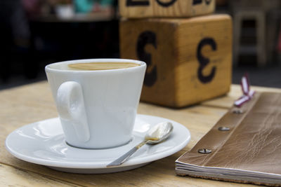 Close-up of coffee on table