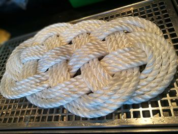 Close-up of ropes tied on rope
