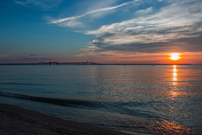 Scenic view of sea against sky during sunset