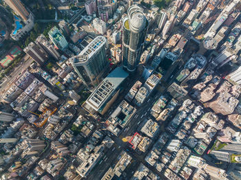 High angle view of buildings in city