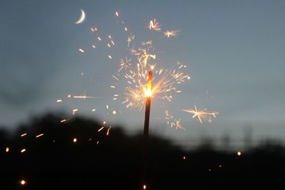 Firework display at night