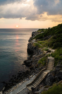 Scenic view of sea against sky during sunset