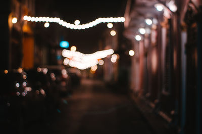 Defocused image of illuminated christmas lights