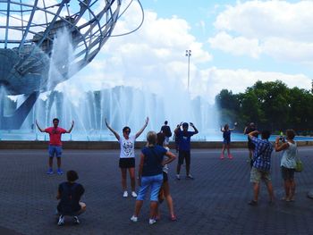 People at amusement park