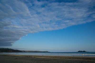 Scenic view of beach against cloudy sky