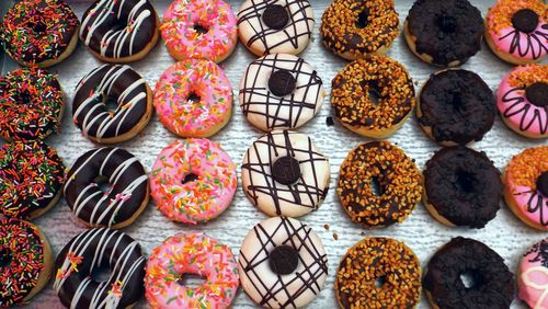 High angle view of cookies