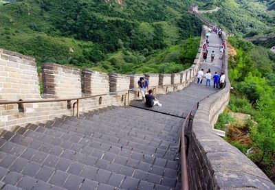 Tourists visiting great wall of china