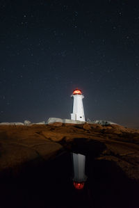 Stars over peggy's point lighthouse, nova scotia, canada