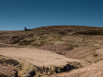 Scenic view of landscape against clear blue sky