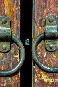 Close-up of rusty metal door