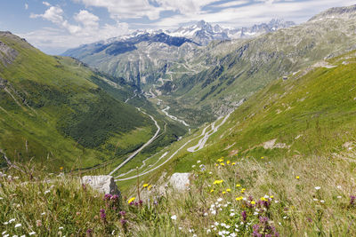 Scenic view of snowcapped mountains