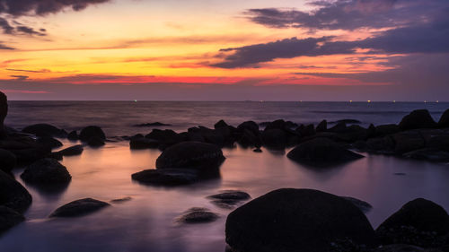 Scenic view of sea against sky during sunset