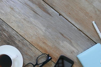 High angle view of laptop on table