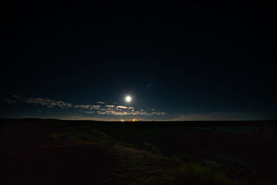 Scenic view of field against sky at night