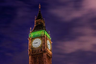 Clock tower at night