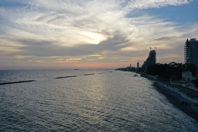 Scenic view of sea against sky during sunset