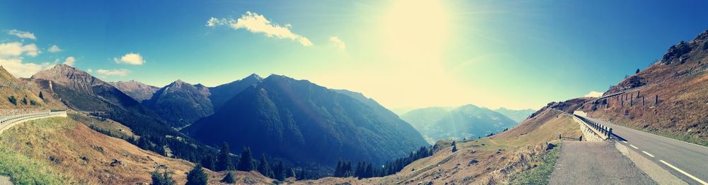 Panoramic view of mountains against sky