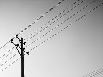 Low angle view of power lines against clear sky