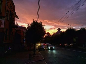 View of road at sunset