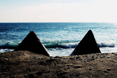 Scenic view of sea against blue sky