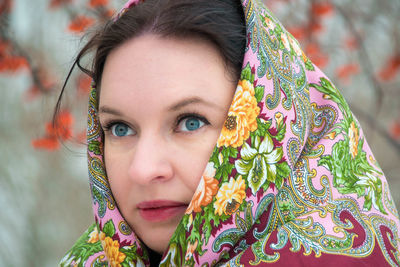 Smiling woman with blue eyes